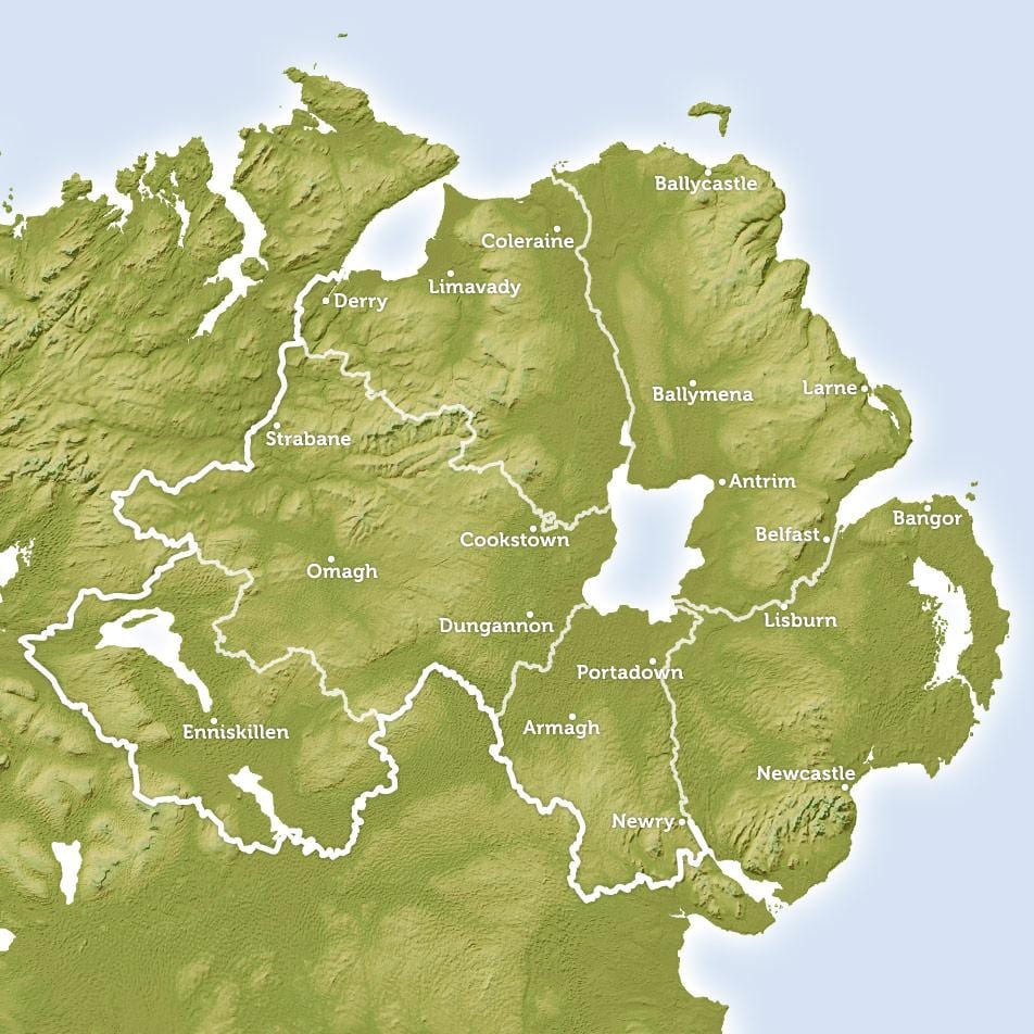 térkép a folyók észak-írország