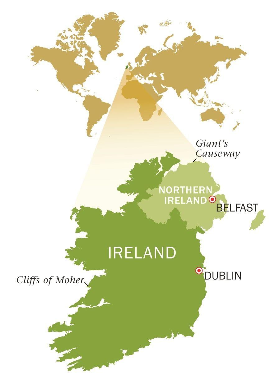 térkép emerald isle-írország