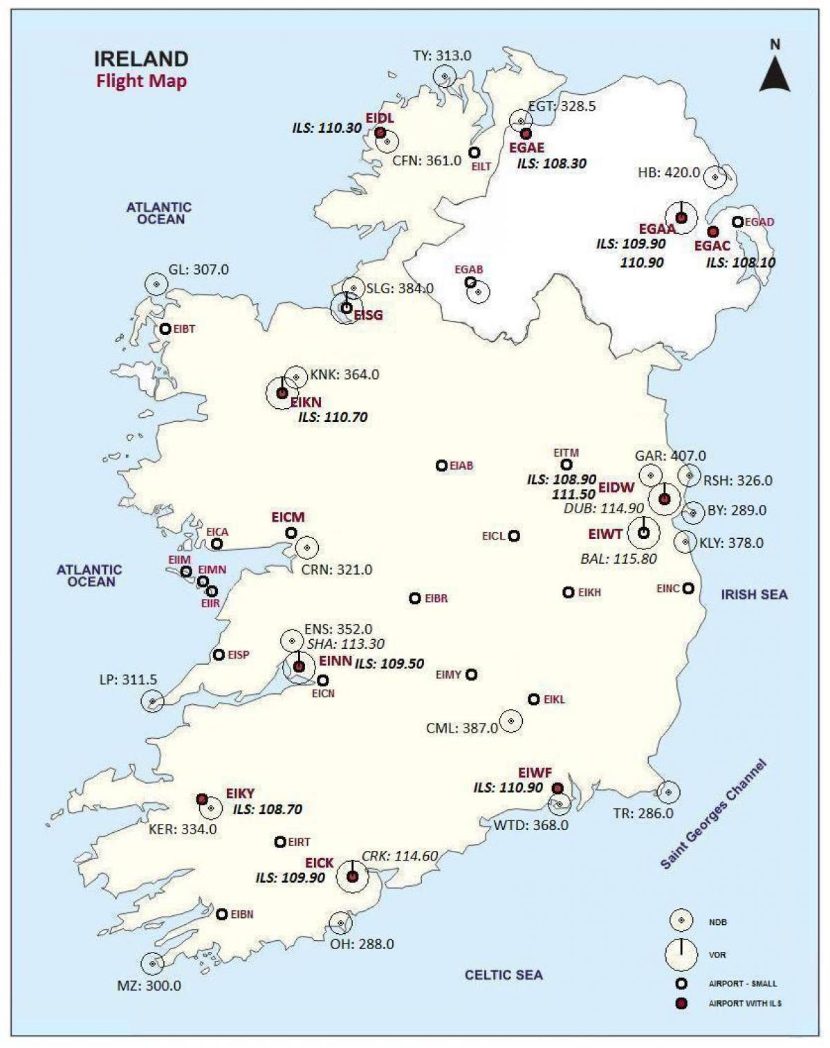 írország térkép mutatja repülőterek