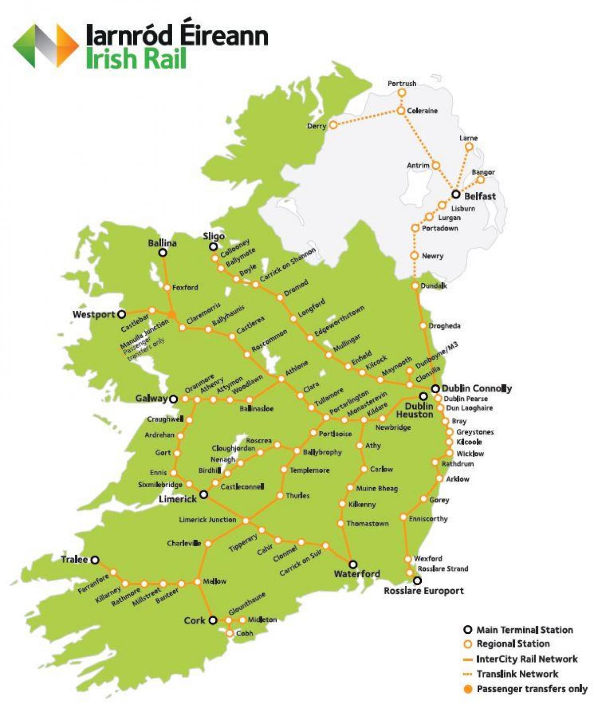 a vasúti utazás írország térkép