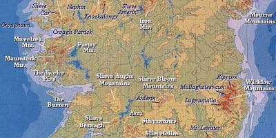 Írország térkép-hegység 