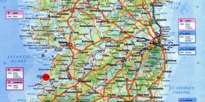 Írország térkép mutatja turista látványosságok