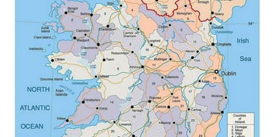 Írország térkép a városok