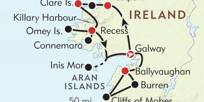 Térkép nyugati partján, írország 